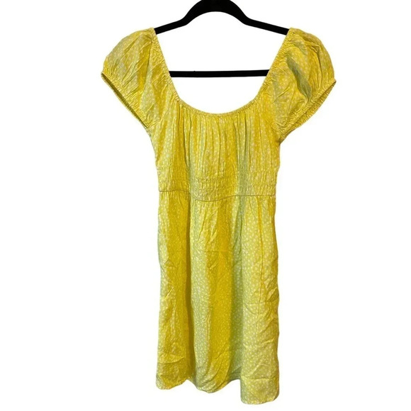 NWT BillaBong Off Shoulder Poker dots Yellow Knee Length Dress Girl Size S/P - Picture 1 of 5